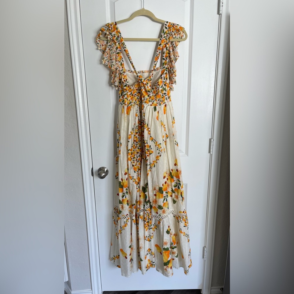 Farm Rio Dresses Farm Rio Off White Cashew Crossed Back Maxi Dress Sz M